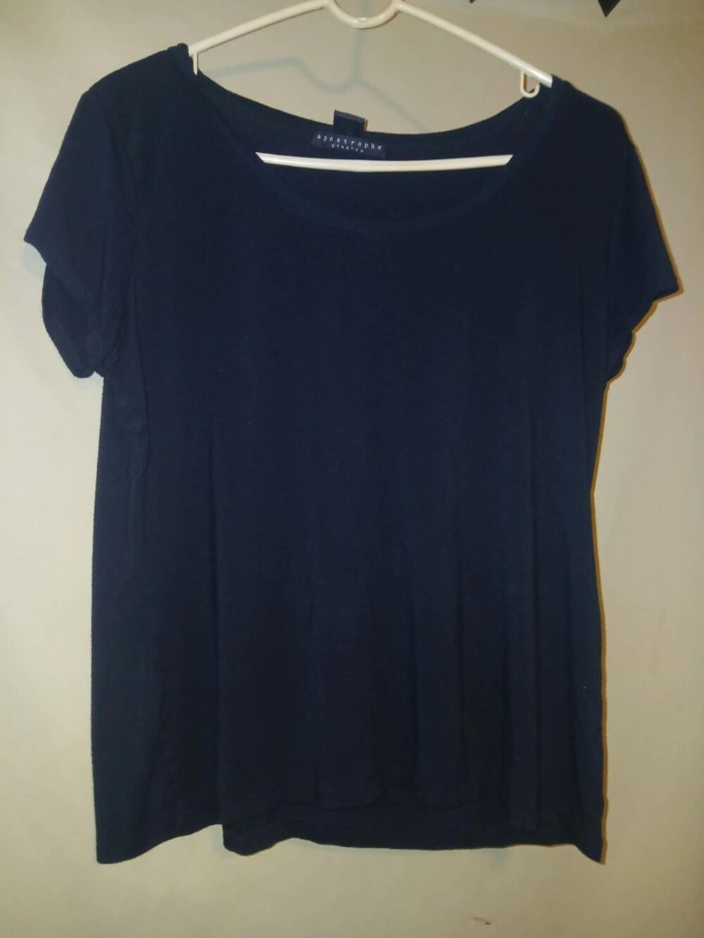 Apostrophe Stretch Black Short-Sleeve Top | Women's XL